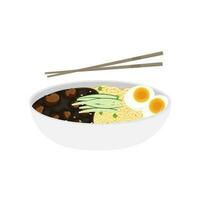 Jajangmyeon Vektor Illustration Logo bereit zu Dienen mit Essstäbchen