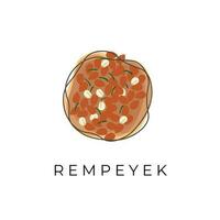 rempeek oder peyek kacang Linie Kunst Illustration Logo vektor