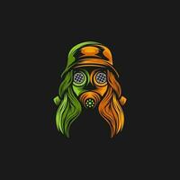 vektor flicka gas mask logotyp design illustration