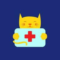 djur- husdjur katt vård hälsa medicinsk maskot tecknad serie logotyp design vektor