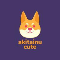 Tier Haustiere Hund Hündchen Akita inu Kopf Maskottchen Karikatur süß Logo Design Vektor