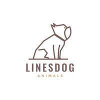 Tier Haustiere Bulldogge Linie Kunst Maskottchen einfach Logo Design Vektor