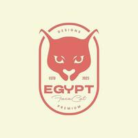 djur- huvud katt egypten årgång bricka logotyp design vektor