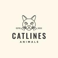 Tier Haustiere Katze Kopf Maskottchen Linie Kunst einfach Hipster Logo Design Vektor