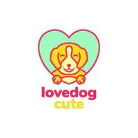 Tier Haustiere Hund Bretagne Hündchen Maskottchen Liebe Herz bunt Logo Design Vektor