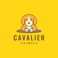 Tier Haustiere Hund Kavalier König Charles Spaniel Maskottchen Karikatur süß Logo Design Vektor