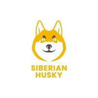 Tier Haustiere Hund sibirisch heiser Lächeln Maskottchen modern einfach Logo Design Vektor