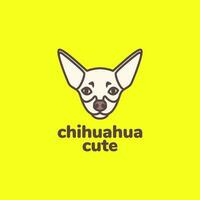 djur- husdjur hund chihuahua huvud maskot söt logotyp design vektor