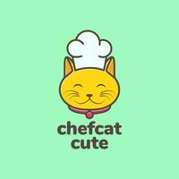 Tier Haustiere Katze Koch Hut Kochen Maskottchen Karikatur süß Logo Design Vektor