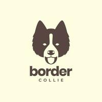 djur- husdjur hund gräns collie huvud maskot enkel logotyp design vektor