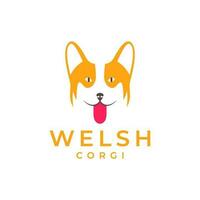 djur- husdjur hund huvud welsh corgi maskot modern minimal logotyp design vektor