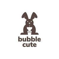 Tier Haustiere Hase trinken Blase Schokolade Maskottchen Logo Design Vektor