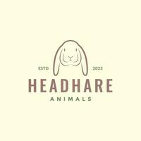 Tier Haustiere Hase Hase Hase lange Ohr einfach Hipster Maskottchen Logo Design Vektor
