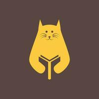 Tier Haustiere Katze lesen Buch Studie eben Maskottchen modern einfach Logo Design Vektor