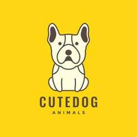 Boston Terrier Hündchen Hund Haustiere Maskottchen Karikatur süß Logo Symbol Vektor Illustration