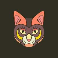 katt huvud husdjur färgrik maskot geometrisk logotyp vektor ikon illustration