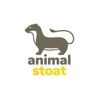 Hermelin Tier Wiesel Tierwelt Maskottchen minimal Logo Vektor Symbol Illustration