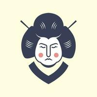 japan kvinnor skönhet kultur traditionell hår maskot årgång logotyp vektor ikon illustration