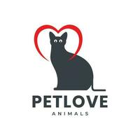 japan katt husdjur kärlek hjärta maskot modern logotyp ikon vektor illustration