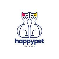 katt vänner husdjur Lycklig linje konst modern abstrakt färgrik maskot logotyp vektor ikon illustration