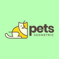 Katze Haustiere geometrisch modern Kreis Maskottchen minimal bunt Logo Vektor Symbol Illustration