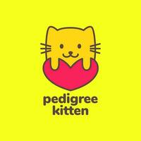 Kätzchen Haustiere Pflege Liebhaber Herz bunt modern Maskottchen Karikatur süß Logo Vektor Symbol Illustration