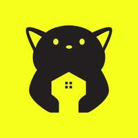 Katze Haustiere halt Zuhause Haus Käfig Haustier Geschäft minimal modern süß Logo Vektor Symbol Illustration