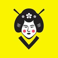 Schönheit Frauen japanisch Kultur traditionell Königreich Maskottchen alt Logo Vektor Symbol Illustration