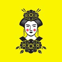 Schönheit Frauen japanisch Kultur traditionell Königreich Maskottchen alt Logo Vektor Symbol Illustration