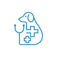 hund husdjur vård medicinsk klinik veterinär rader modern minimal maskot logotyp vektor ikon illustration
