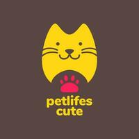 Katze Haustiere Pfote eben Maskottchen Karikatur einfach modern süß Logo Vektor Symbol Illustration