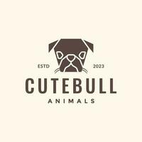 Hündchen Bulldogge süß Maskottchen einfach Jahrgang Hipster Logo Symbol Vektor Illustration