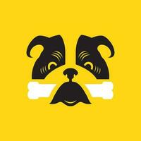 Bulldogge Haustiere Hund süß Essen Knochen Geschmack Essen Maskottchen Karikatur eben modern Logo Symbol Vektor Illustration
