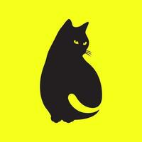 svart katt husdjur arg modern minimal maskot enkel logotyp ikon vektor illustration