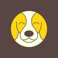 Jack russel Hund Hündchen süß Kreis modern geometrisch Maskottchen Karikatur Lächeln glücklich Logo Symbol Vektor Illustration