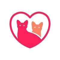 katt älskande husdjur kärlek hjärta vård färgrik modern maskot logotyp ikon vektor illustration