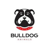 bulldogg huvud hund svart husdjur maskot tecknad serie modern minimal enkel logotyp ikon vektor illustration