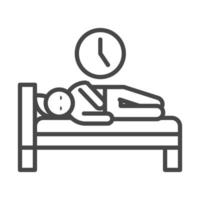 Schlaflosigkeit entspannende Person im linearen Symbolstil vor dem Schlafengehen vektor