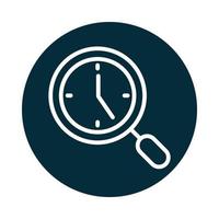 Suchsymbol Lupe Uhr Zeitblock und Liniensymbol vektor