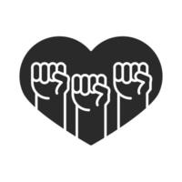 Internationaler Tag der Menschenrechte hob die Hände im Stil der Herzsilhouette vektor
