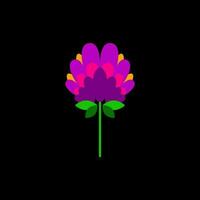 mexikansk broderi flerfärgad ljus blomma på en svart bakgrund vektor