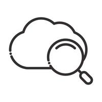 sökikonen molnberäkning utforska internetdata tunn linje ikon vektor