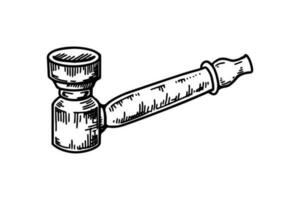 Rohr zum Rauchen Cannabis. Hand gezeichnet Vektor Illustration im skizzieren Stil