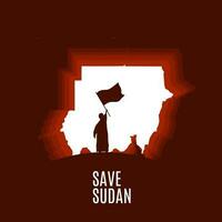 Silhouette von ein Kinder mit ein Flagge zum Sudan Kampagne vektor