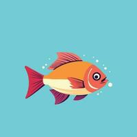 röd fisk. hand dragen färgad skiss. vektor illustration isolerat på blå bakgrund