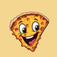 glücklich Gesicht jubeln Pizza Karikatur vektor