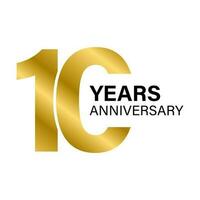 10 år årsdag guld ikon vektor för grafisk design, logotyp, hemsida, social media, mobil app, ui illustration