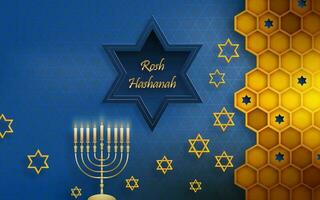 rosh Hashana jüdisch Neu Jahr, das rosh hashanah Urlaub mit nett und kreativ jüdisch Symbole vektor