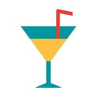 cocktail med halm dryck sprit platt ikon stil vektor