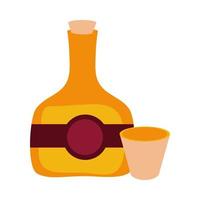 dag av den döda tequila-flaskan och koppen mexikansk fest ikon platt stil vektor